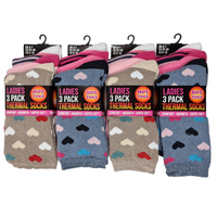 Ladies Women Heart Design Thermal Socks (3 Pair)