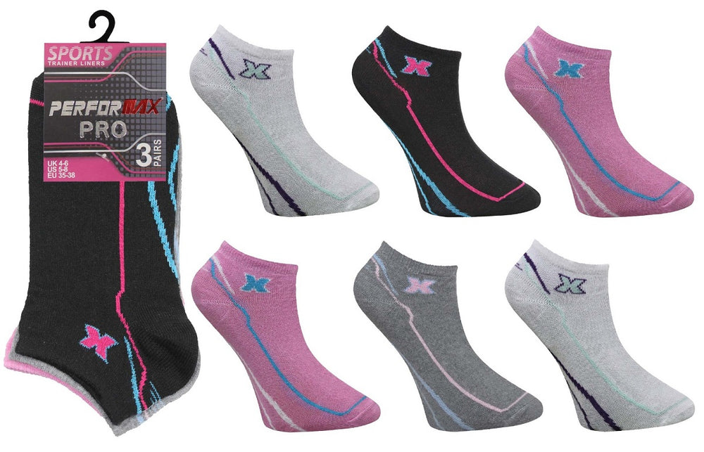 Ladies Women X Sport Design Trainer Socks (3 Pair)