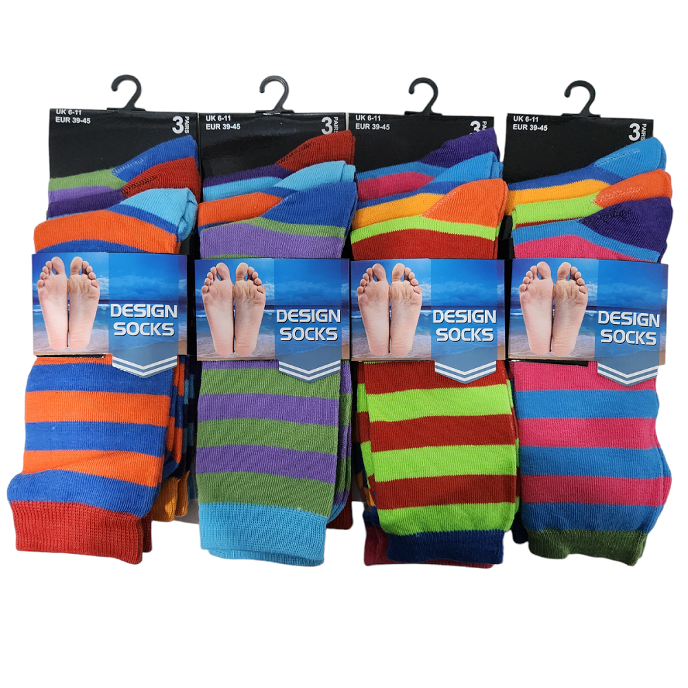 Buy Wholesale Mens Bright Stripe Design Socks (3 Pair) Supplier UK