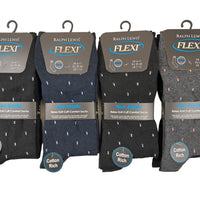 Mens Flexi Top Non Elastic Top Drop Design Socks (3 Pair)