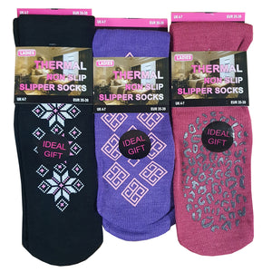 Ladies Thermal Slipper Socks with Grip (1 Pair)