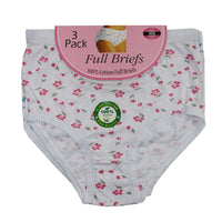 Ladies Women 100% Cotton Full Briefs (3 Pack)