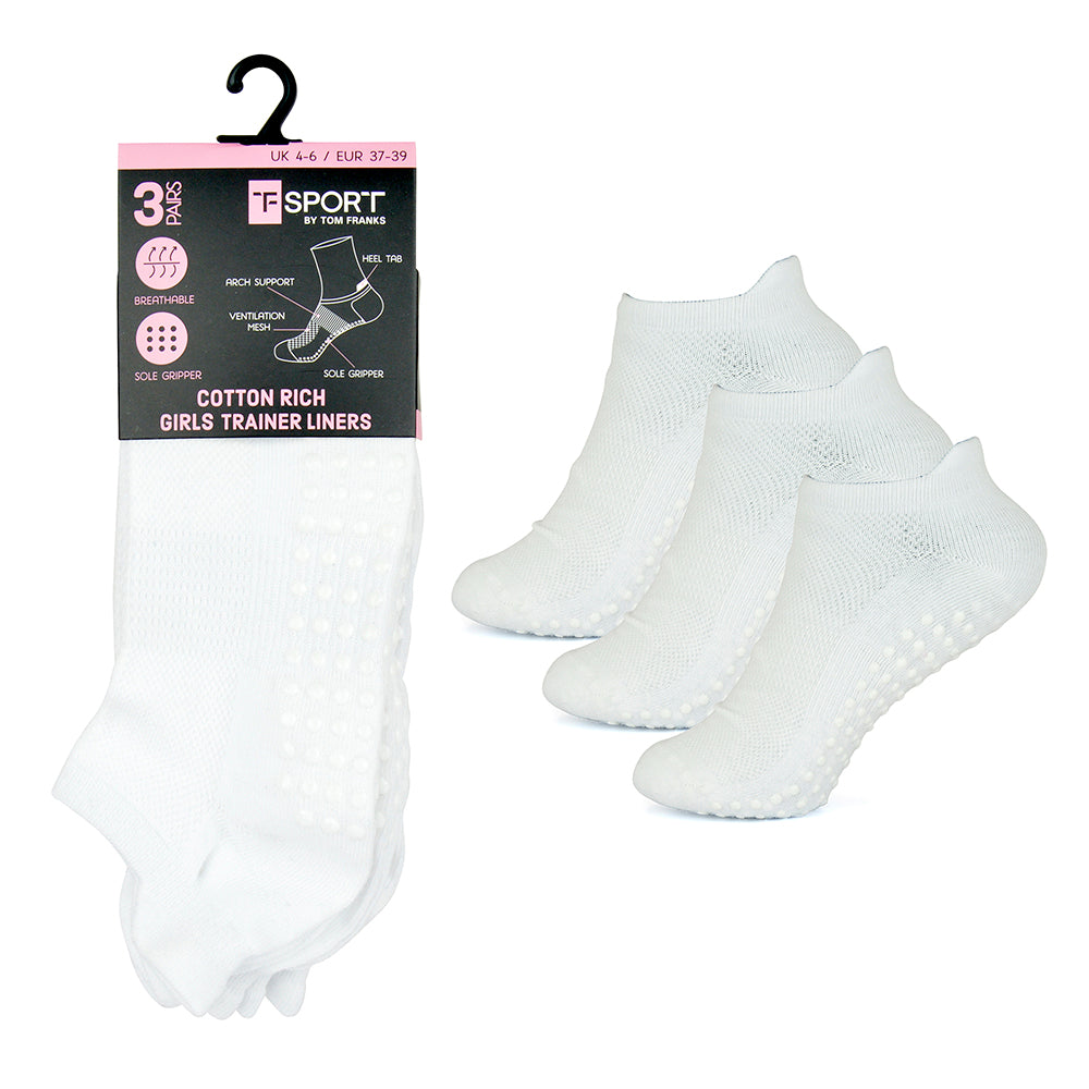 Girls Trainer Gripper Socks with Grip (3 Pack) Order Wholesale