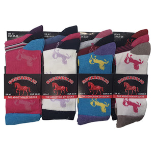Ladies Equestrian Horse Design Ankle Socks (3 Pack)