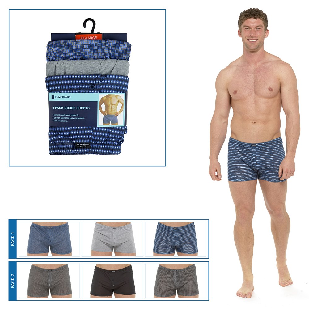 Buy Wholesale Mens 3 Pack Patterned Jersey Boxer Shorts Supplier UK