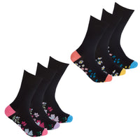 Ladies Women Bamboo Comfort Top Loose Top Daisey Socks (3 Pair)
