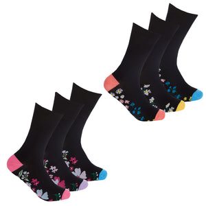 Ladies Women Bamboo Comfort Top Loose Top Daisey Socks (3 Pair)