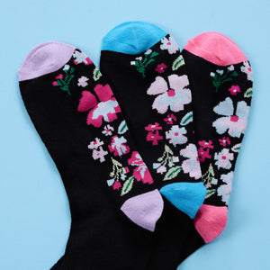 Ladies Women Bamboo Comfort Top Loose Top Daisey Socks (3 Pair)