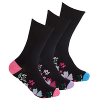 Ladies Women Bamboo Comfort Top Loose Top Daisey Socks (3 Pair)