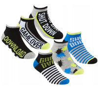 Boys Kids Bamboo Trainer Socks with GAME Design (3 Pair)