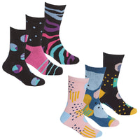 Girls Kids Children Bamboo Abstract Design Pattern Socks (3 Pair)
