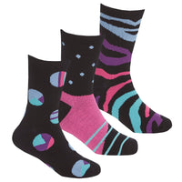 Girls Kids Children Bamboo Abstract Design Pattern Socks (3 Pair)
