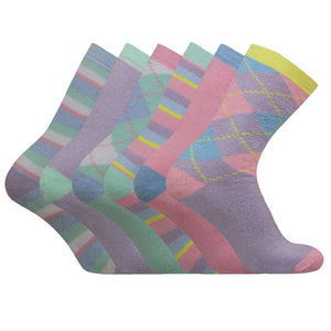 Ladies Women Argyle Design Thermal Socks (3 Pair)