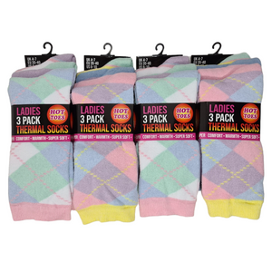 Ladies Women Argyle Design Thermal Socks (3 Pair)