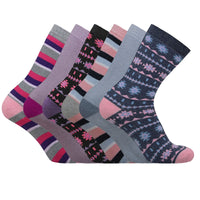 Ladies Women Fair Isle Design Thermal Socks (3 Pair)
