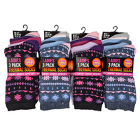 Ladies Women Fair Isle Design Thermal Socks (3 Pair)
