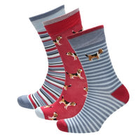 Mens Bamboo Design Dog Pattern Socks (3 Pair)
