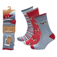 Mens Bamboo Design Dog Pattern Socks (3 Pair)
