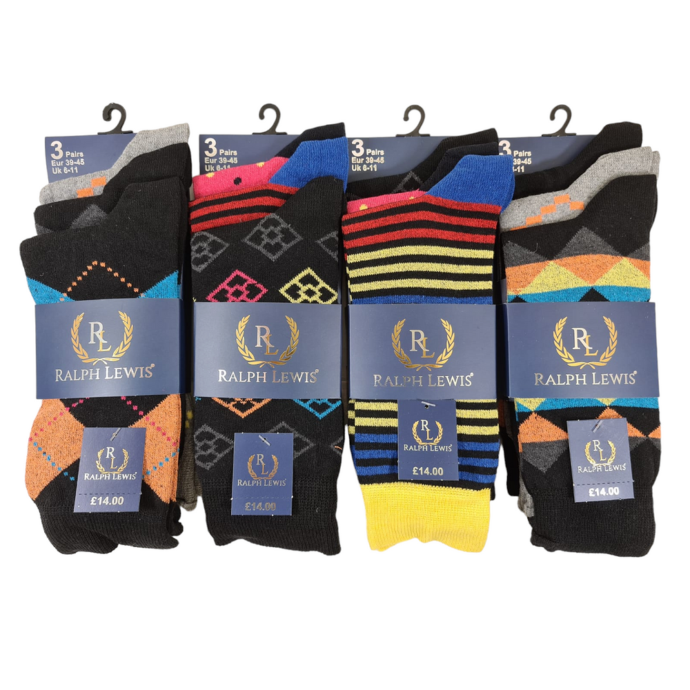 Mens Mix Bright Design Suit Socks (3 Pack)
