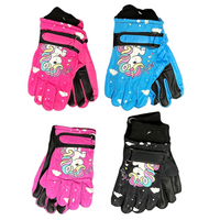Girls Unicorn Design Ski Gloves