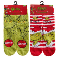 Kids Cosy Thermal Christmas Xams Grinch Socks with Grip (1 pair)