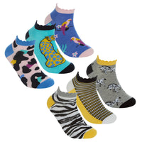 Ladies Women Bamboo Trainer Socks Animal Design Print (3 Pair)
