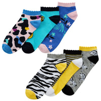 Ladies Women Bamboo Trainer Socks Animal Design Print (3 Pair)
