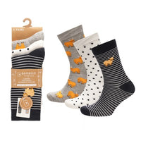 Ladies Women Bamboo Design Cow Pattern Socks (3 Pair)
