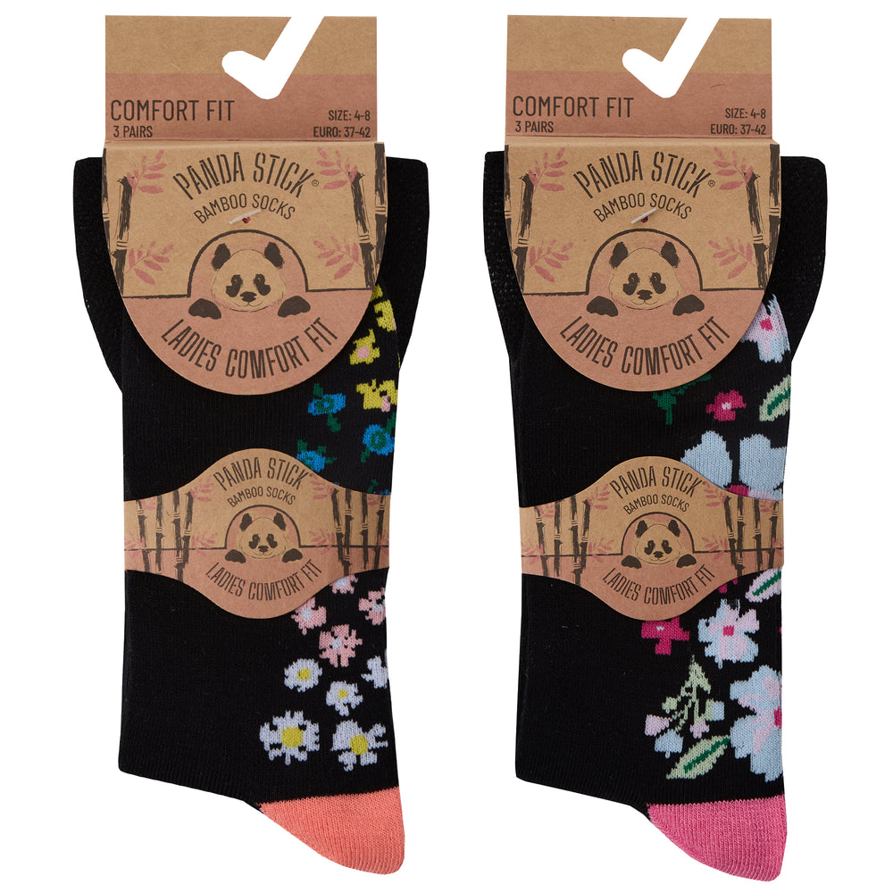 Ladies Women Bamboo Comfort Top Loose Top Daisey Socks (3 Pair)
