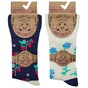 Ladies Women Bamboo Comfort Top Loose Top Ditsy Design Socks (3 Pair)