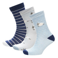 Ladies Women Bamboo Design Sheep Pattern Socks (3 Pair)
