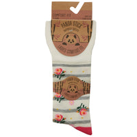 Ladies Women Bamboo Comfort Top Loose Top Floral Socks (3 Pair)