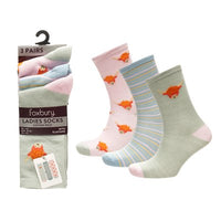 Ladies Women Cotton Rich Design Highland Cow Pattern Socks (3 Pair)
