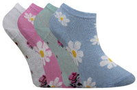 Ladies Women Floral Design Trainer Socks (3 Pair)
