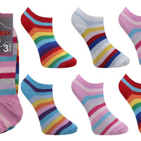 Ladies Women Stripe Design Trainer Socks (3 Pair)