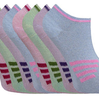 Ladies Women Bar Design Pastel Trainer Socks (3 Pair)
