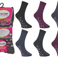 Ladies Women Comfort Top Non Elastic Mix Design Design Socks (3 Pair)