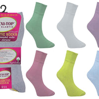 Ladies Women Comfort Top Non Elastic Pastel Colour Socks (3 Pair)
