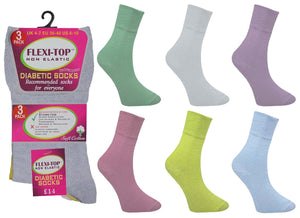Ladies Women Comfort Top Non Elastic Pastel Colour Socks (3 Pair)