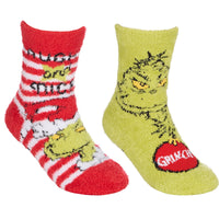 Ladies Women Cosy Thermal Christmas Xams Grinch Socks with Grip (1 pair)