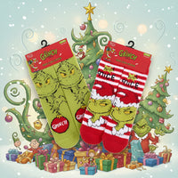 Ladies Women Cosy Thermal Christmas Xams Grinch Socks with Grip (1 pair)
