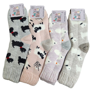 Ladies Women Animal Design Brushed 1.9 Tog Thermal Socks (1 Pair)