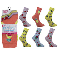 Ladies Women Novelty Fruit Design Socks (3 Pairs)