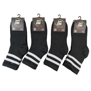 Ladies Women Low Cut Cropped Quarter Calf Length Trainer Socks BLACK (3 Pair)