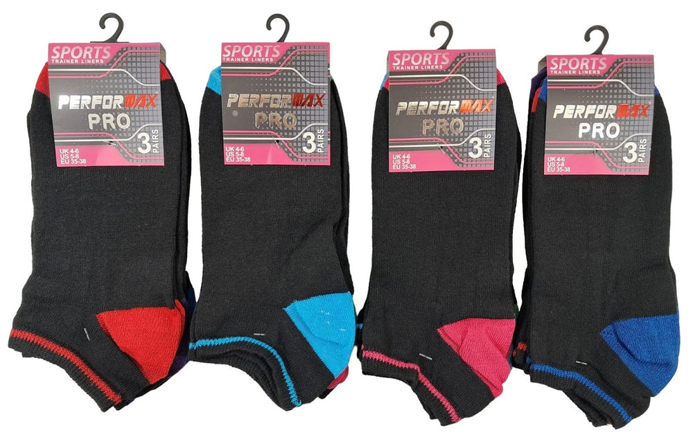 Ladies Women Trainer Socks Heal Toe Design (3 Pair)