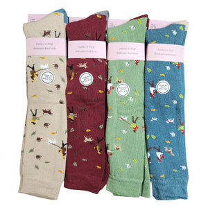 Ladies Women Welly Socks (Walking Dog Design)