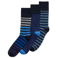 Mens Bamboo Stripe Striped Design Non Elastic Top Socks (3 Pair)
