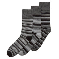 Mens Bamboo Stripe Striped Design Non Elastic Top Socks (3 Pair)
