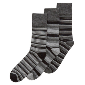 Mens Bamboo Stripe Striped Design Non Elastic Top Socks (3 Pair)