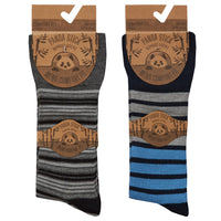 Mens Bamboo Stripe Striped Design Non Elastic Top Socks (3 Pair)
